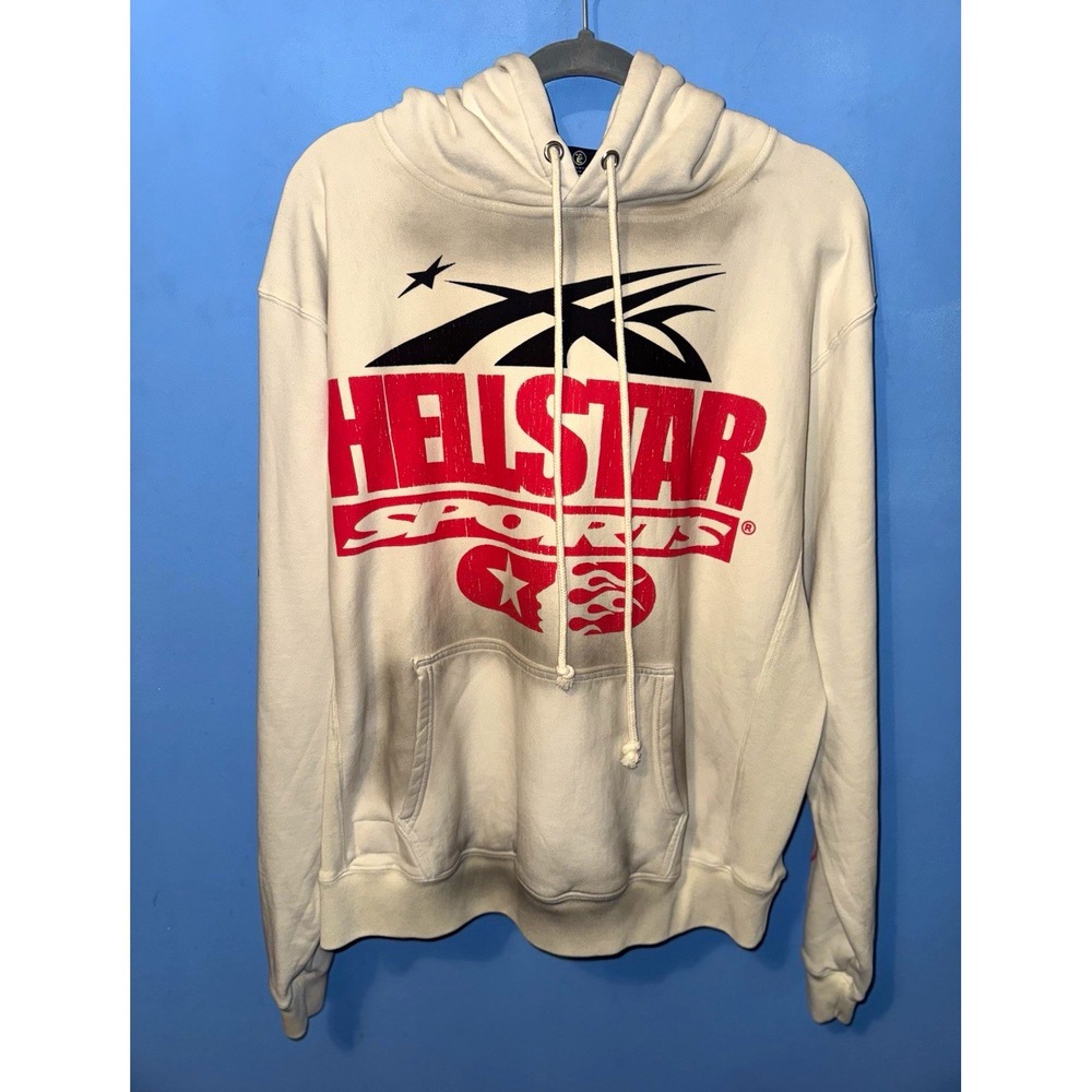 Hellstar Mens White If You Don't Like Us Beat Us Cotton Fleece Hoodie M SS24